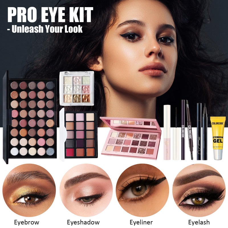 COLORcode Makeup Kit for Women Full Kit, All in One Makeup Set with Eyeshadow Palettes Eyeliner Mascara Powder Foundation Concealer Contour Stick Blush Lip Gloss Brush Set, Biginner-Friendly Makeup Kits (CK03) - Image 3